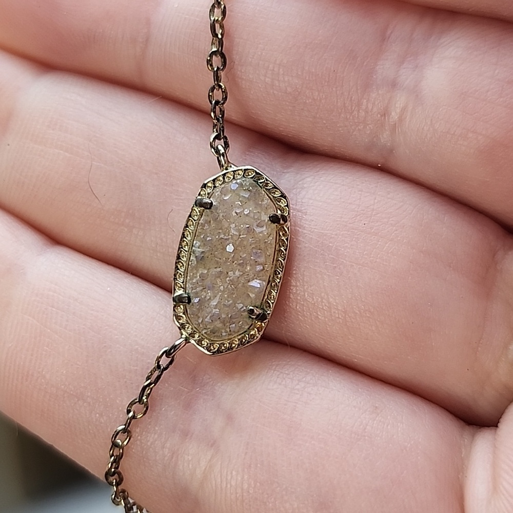 Elisa Clear drusy necklace with purple specs, Kendra Scott